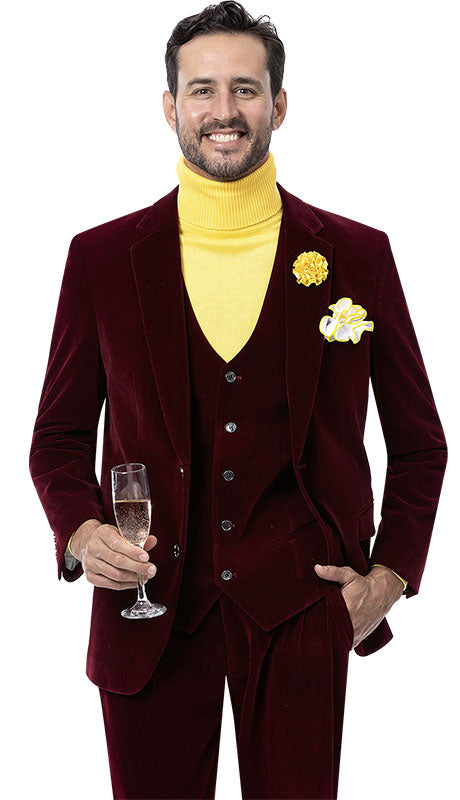 EJ Samuel M2781-WINE Mens Suits