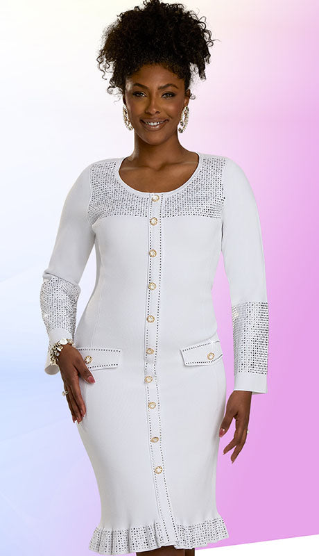 Donna Vinci Knit 13440-WHT Womens  Dress