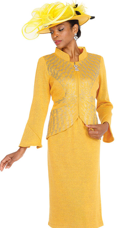 Elite Champagne Knit 5968-GLD-IH  Suit