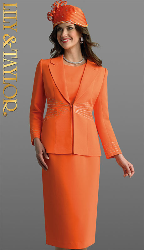 Lily And Taylor 4744-ORG-QS Ladies  Suit