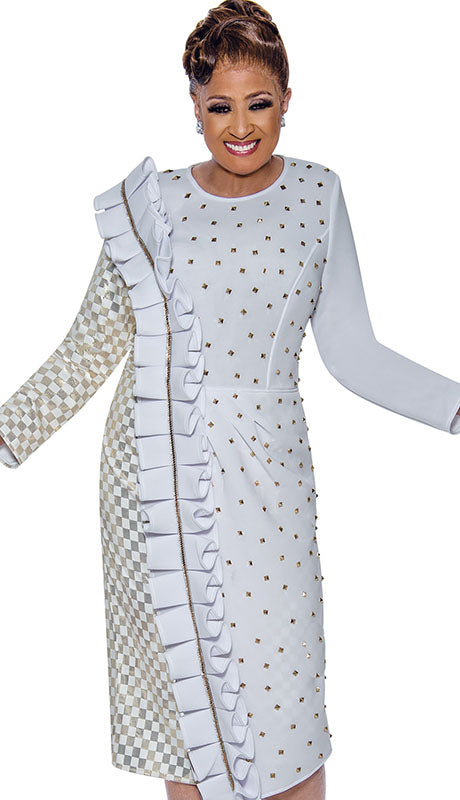 Dorinda Clark Cole 5411-WHT-QS Ladies  Dress