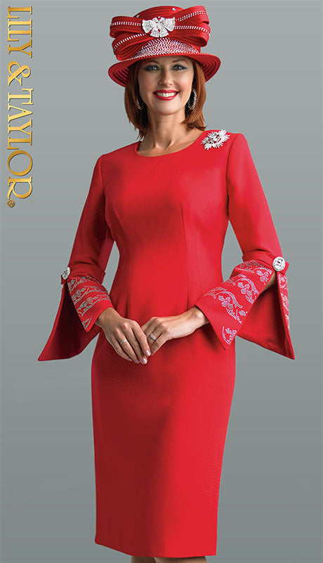 Womens  Dress 4625-RED Lily And Taylor