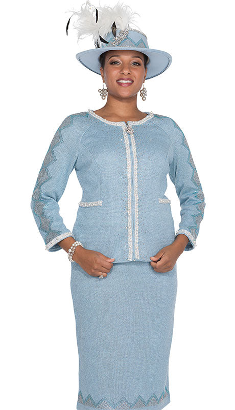 Elite Champagne Knit 5962-LTB-IH  Suit