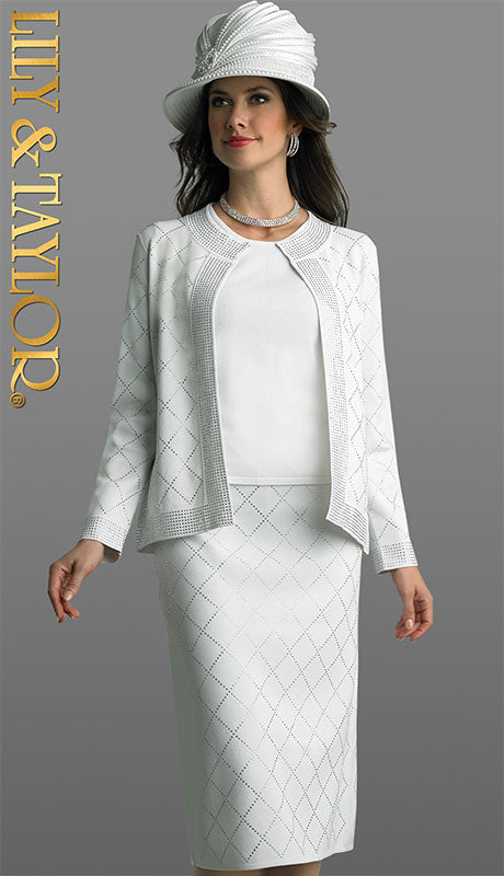 Lily And Taylor 793-WHT Ladies  Suit