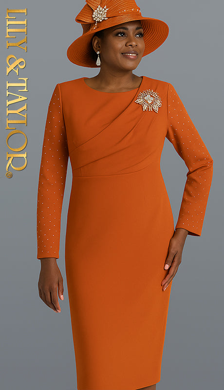 Lily And Taylor 4729-BRNT-QS Ladies  Dress