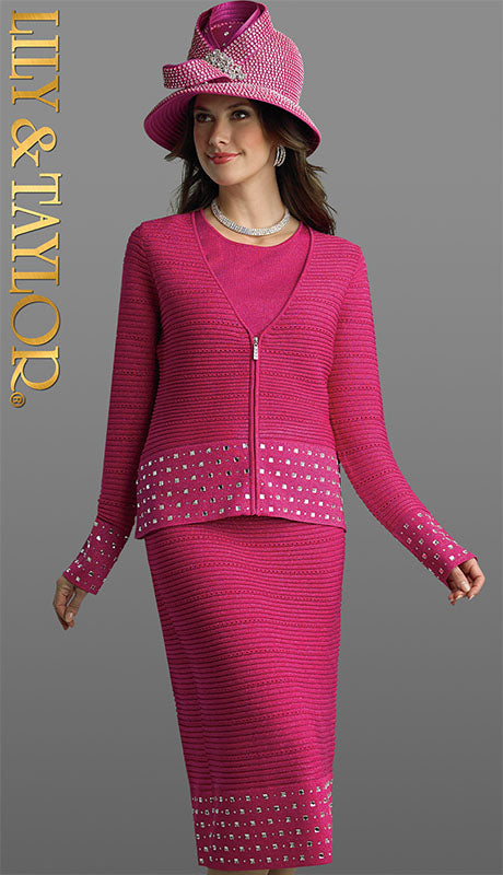 Lily And Taylor Knit 736-QO Ladies  Suit