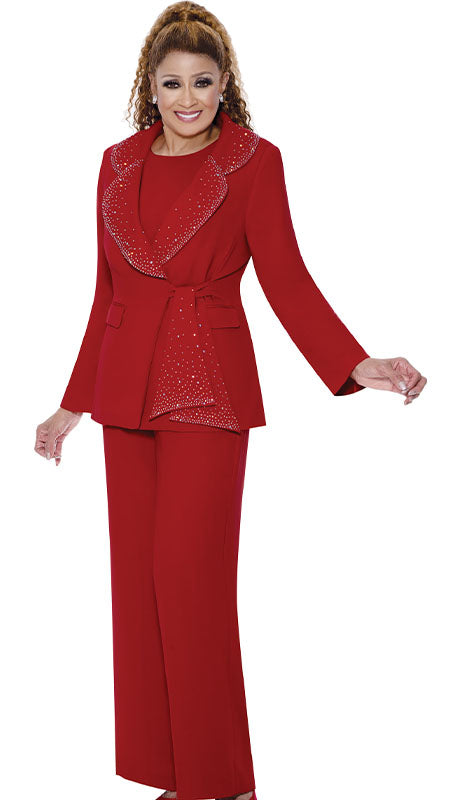 Dorinda Clark Cole 309093-RED-IH Ladies Pant Suit