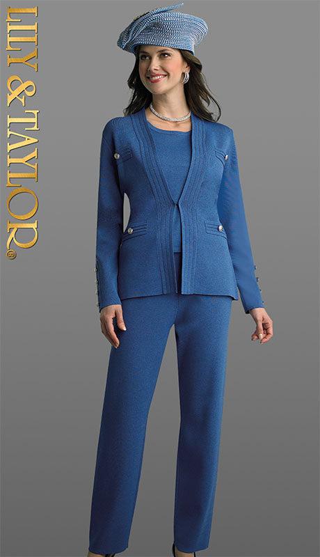 Lily And Taylor 780-NVY Ladies  Pant Suit
