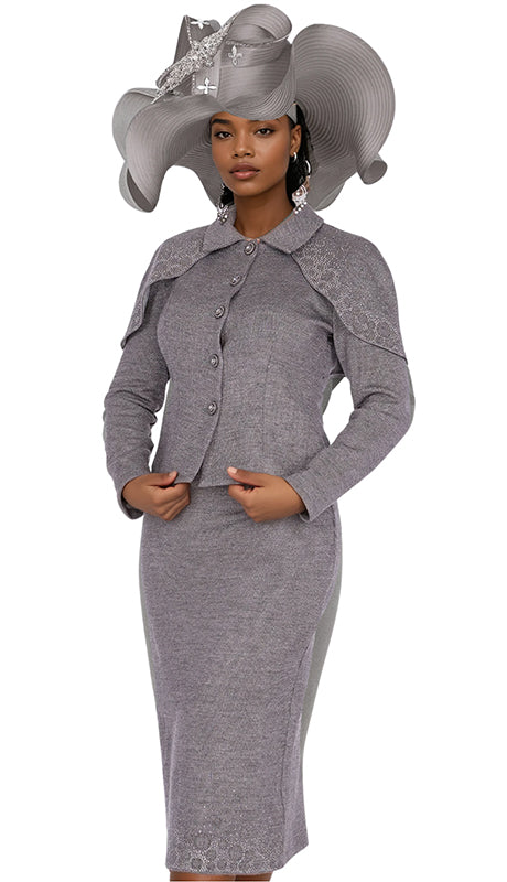 Elite Champagne Knit 5955-SIL-IH  Suit for Women