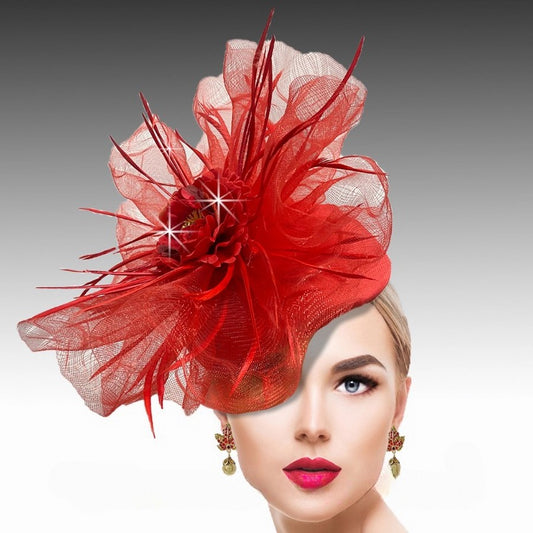 Francesca FA3137-RE Undulating Illusion Veil Fascinator