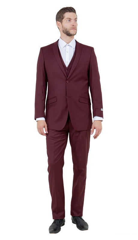 Tazzio Mens Suit M154S-15-BURG